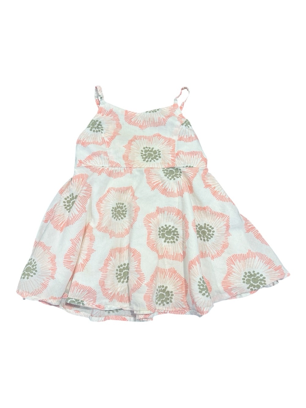 Old Navy Toddler White Sundress with Coral and Sage Floral Print